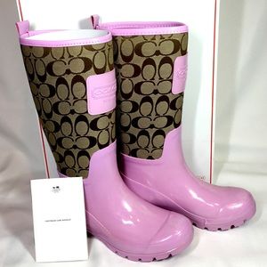 NWT Coach Pearl Signature Rain Boots sz 6