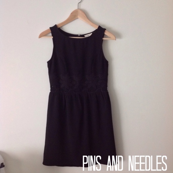 Black Dress with Floral Patterned Waist