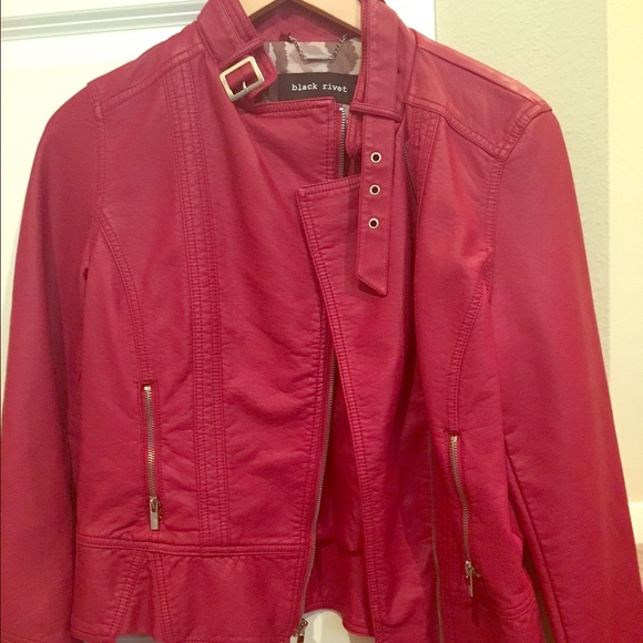 Black Rivet Jacket in Red