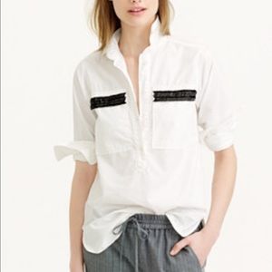 Jcrew BEADED CHEVRON POPOVER SHIRT IN WHITE