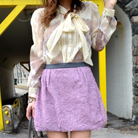 Joie Silk Pleated Blouse with Neck tie