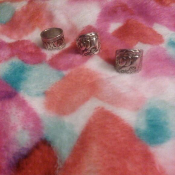 3pc silver elephant 🐘 ring set