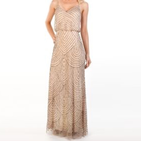 Adrianna Papell long beaded blouson gown size 2P