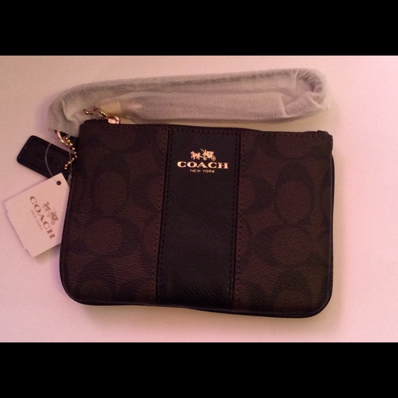 Coach Signature Wristlet Brown/Black Flash Sale - Picture 2 of 3