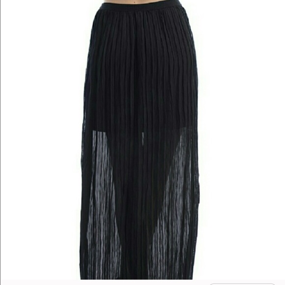 Moon Collection Dresses & Skirts - LAST ONE‼️BOHO Black shear pleated  maxi skirt
