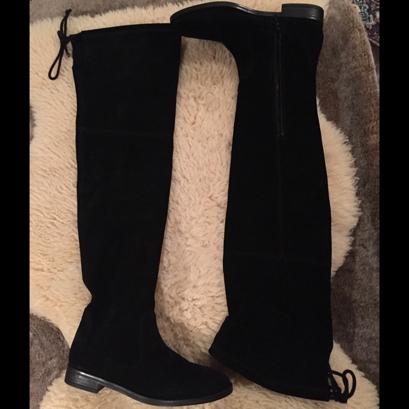 Aldo Black Suede over the knee boots