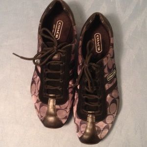 Black and gray Coach sneakers