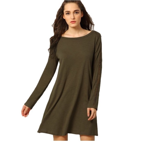 beautiful olive green long sleeve dress