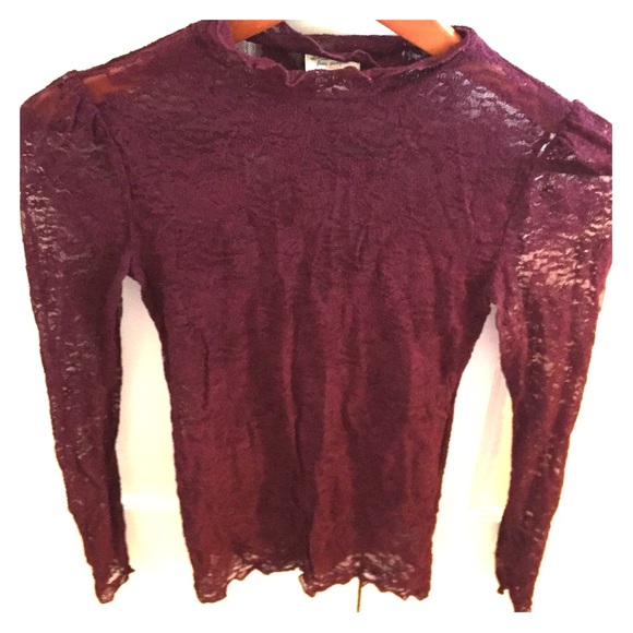 Free People Sheer Lace Turtleneck