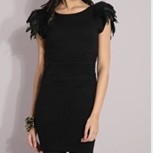 ASOS little black dress with feather cap sleeves