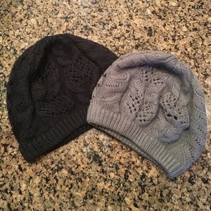 Black and Gray Knit Hat Bundle
