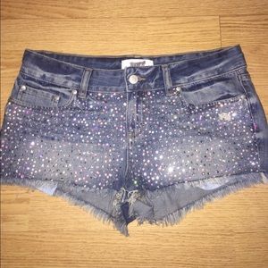 PINK rhinestone jeans shorts