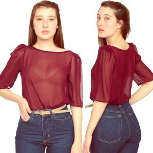 American Apparel Chiffon Puff Sleeve Blouse