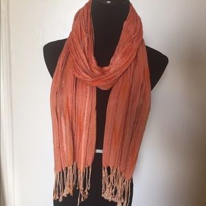 Orange scarf w/ metallic yarns