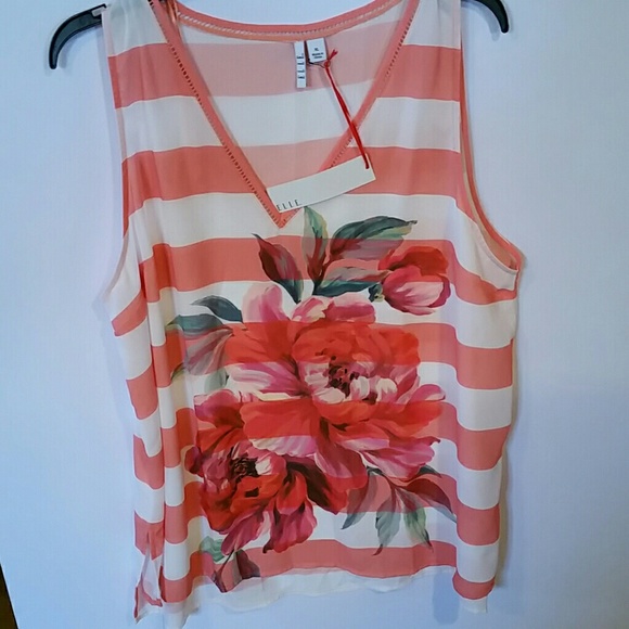 Elle never worn striped floral tank