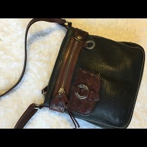 Leather Brighton handbag black and brown