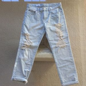 Light Wash Distressed Boyfriend Jeans