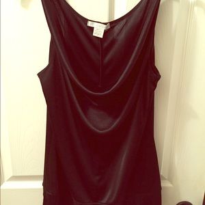 Black sleeveless cowl neck top