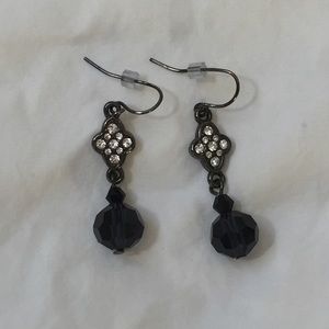 Black bead bling earrings
