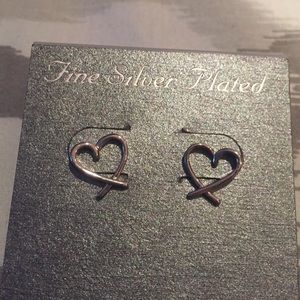 NEW on original card, silver plated heart studs