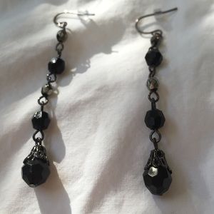 Black faceted bead earrings