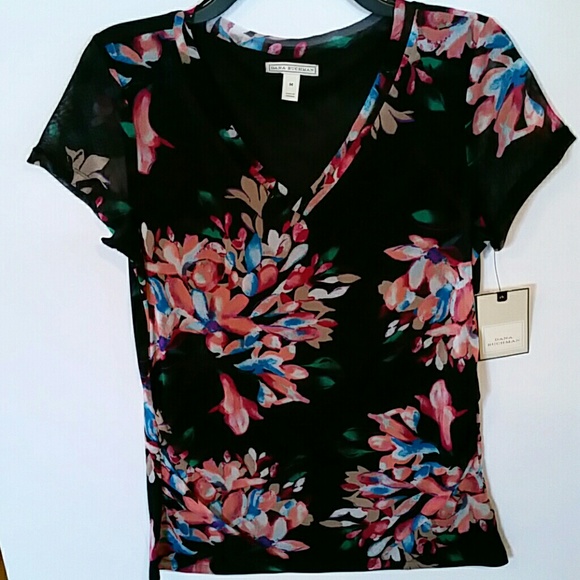 Dana Buchman never worn black floral tee
