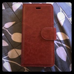 Brown leather wallet case for iPhone 6