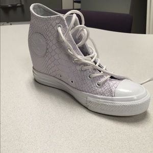Converse Leather Snakeskin Wedge Sneakers