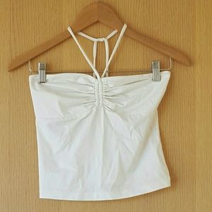 White Ruched Front Halter/ Tube Top