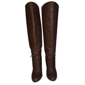 Tom Ford Brown Leather Knee High Riding Boots sz37
