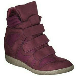 Maroon High Top Wedge Sneakers