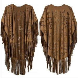 Suede Shaw Fringed