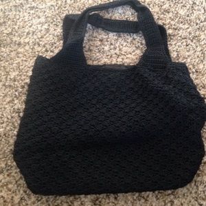 Small black crochet purse