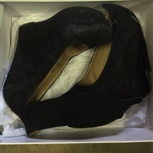 Patti Black Suede Wedge Heel with Strap