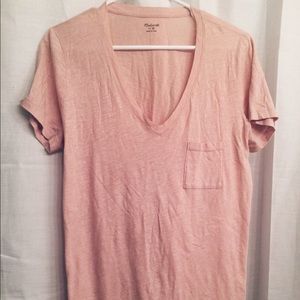 Pink Vneck Madewell Pocket Tee