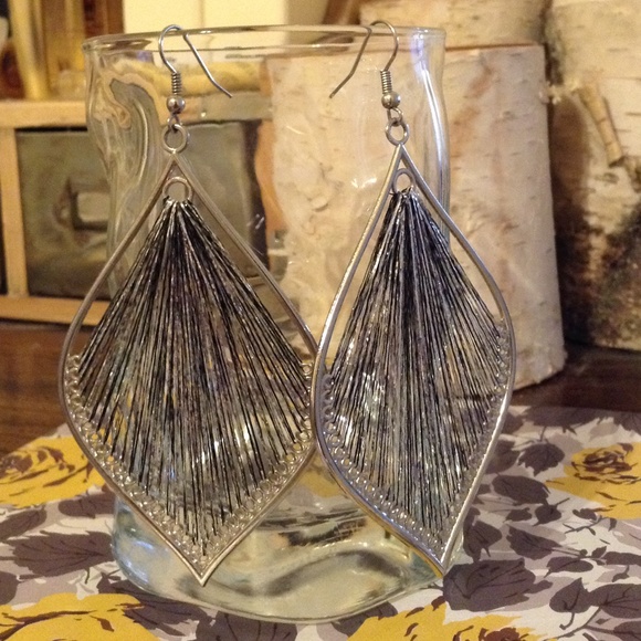 Teardrop sparkle strand statement earrings