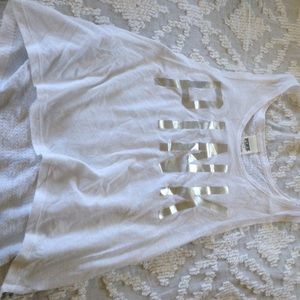 White sparkly PINK tank top!