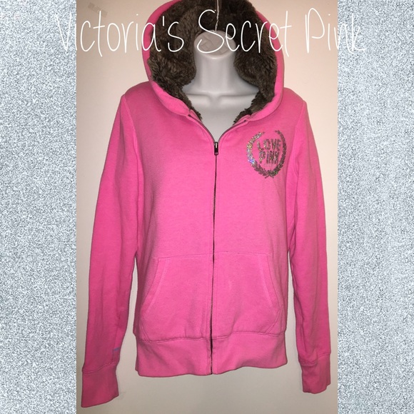 PINK Victoria's Secret Tops - ✨LOWEST✨VS Pink Fur Lined Hoodie