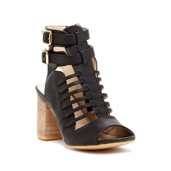 Bucco Belva caged strappy black sandals