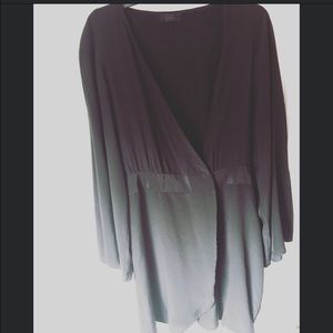 NWOT Black Kimono wrap 100% silk dress