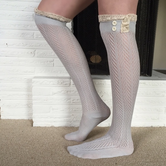 Gray lace boot socks - Picture 2 of 4