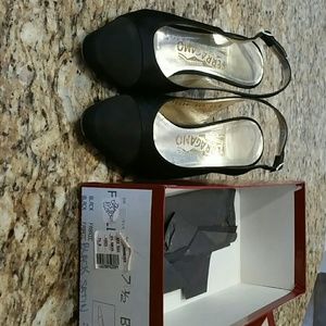 Awesome black satin 2 inch heels width B