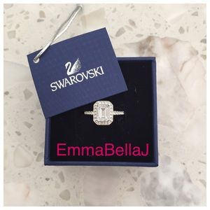 Auth Swarovski "Attract Rectangular Ring" Sz 6/S