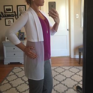 BCBG White cropped blazer with sheer detailing