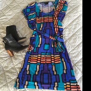 Colorful wrap dress with vibrant colors! Size M