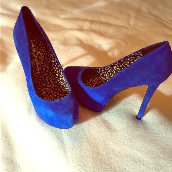 Blue suede Jessica Simpson pumps