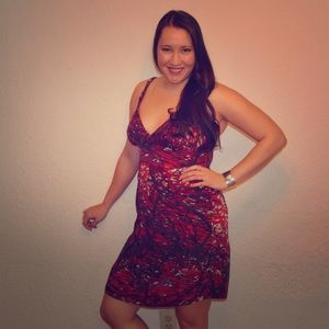 Strappy BCBG dress in red print