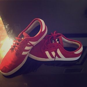 Mens Red & White Canvas Adidas, Size 11