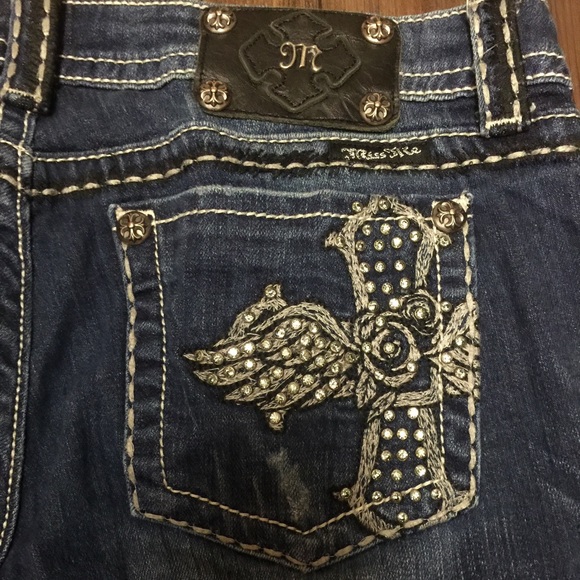 💘 MISS ME Jeans Cross Sparkle Rhinestones Sz 34!