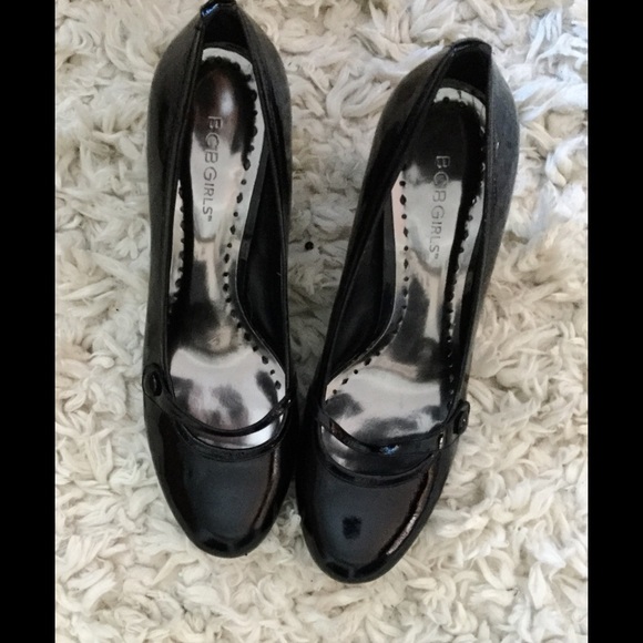 BCBG black patent leather heels